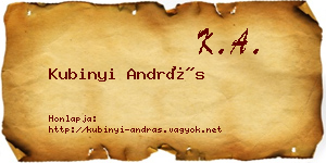 Kubinyi András névjegykártya